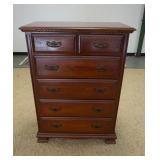 1289	TAYLOR 7 DRAWER HIGH CHEST HAS DENTAL MOLDING, 36 IN W, 60 IN H 19 IN DEEP. 