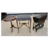 1294	GROUP OF 3 TABLES, 23 IN OCTAGANOL LAMP TABLE, A LAMP TABLE W/ STRETCHER BASE & A SMALL DROP LE