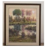 1301	LARGE PASTEL SIGNED HALL *BEND IN THE RIVER* 42 1/2 IN X 50 IN INCLUDING FRAME