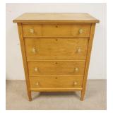 1306	MAPLE 4 DRAWER CHEST, VENEER LIFTING ON THE TOP. 34 IN W, 46 IN H, 19 IN DEEP