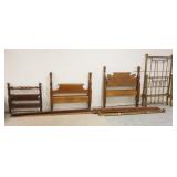 1307	GROUP OF 4 BEDS, ONE IS BRASS, ALL HAVE RAILS