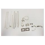 1326	JEWELRY LOT INCLUDES NECKLACES, EARRINGS, ETC, ONE PAIR OF EARRINGS IS STERLING SILVER