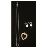 1327	14K GOLD & PEARL NECKLACE & EARRINGS, 5.75 DWT