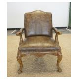 1036	TRUMP CARVED ARM CHAIR, FAUX ALLIGATOR, 28 IN WIDE X 40 IN HIGH