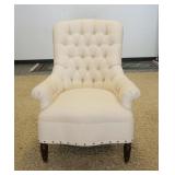 1037	SUTTER STREET WHITE UPHOLSTERED ARM CHAIR W/TUFTED BACK, 31 IN WIDE X 41 IN HIGH