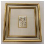 1074	STERLING SILVER FRAMED PLAQUE, SHORE SCENE, MARKED 925 & HALLMARKS, SIGNED, FRAME IS 8 3/4 IN X