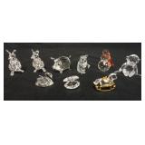 1076	9 SMALL SWAROVSKI FIGURES, INCLUDES KANGAROO, MONKEY, PIG, ETC