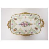 1093	LIMOGES BRASS MOUNTED TRAY, HAS MAKERS MARK & ORIGINAL LABEL, 15 IN X 9 3/4 IN