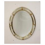 1105	OVAL MIRROR IN BRASS & MIRROR FRAME, 24 IN X 32 IN 
