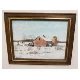 1108	WEINTRAUB WATERCOLOR OF A BARN IN WINTER . 19 1/2 IN X 15 1/2 IN INCLUDING FRAME 