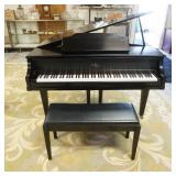 1111	KIMBALL *LA PETITE* BABY GRAND PIANO, HAS MATCHING LIFT TOP CUSHIONED BENCH. APP 52 IN L & 55 I