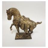 1119	CAST IRON ASIAN HORSE FIGURE, 8 1/2 IN LONG X 8 IN HIGH