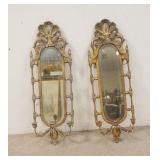1126	PAIR OF MIRROR BACK CANDLE SCONCES, MIRRORS ARE BEVELLED. BY SIGNATURE INTERIORS, 12 IN X 36 IN