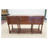 1129	SIX DRAWER SIDEBOARD WITH A SHELF BENEATH. 65 IN WIDE X 36 IN HIGH X 18 IN DEEP