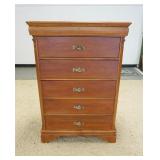 1130	LEXINGTON BETSY CAMERON 5 DRAWER HIGH CHEST WITH FLORAL PULLS. 52 IN HIGH X 36 IN WIDE X 19 IN 