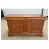1131	LEXINGTON BETSY CAMERON SIX DRAWER LOW CHEST WITH FLORAL PULLS, CENTER DOOR AND INTERIOR DRAWER