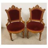 1145	MATCHED PAIR OF VICTORIAN UPHOLSTERED PARLOR CHAIRS