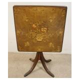 1148	TILT TOP TABLE WITH FLORAL AND URN INLAID TOP. 27 IN SQUARE X 27 1/2 IN HIGH