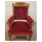 1149	VICTORIAN UPHOLSTERED PARLOR ARM CHAIR WITH TUFTED BACK
