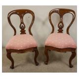 1151	PAIR OF ANTIQUE VICTORIAN BALLOON BACK SIDE CHAIRS WITH UPHOLSTERED SLIP SEATS
