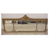 1166	TRIPTYCH MIRROR GOLD PAINT DECORATED GESSO & WOOD FRAME. 21 IN X 51 IN