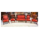 1169	5 PIECE EMPIRE STYLE PARLOR SET WITH A SETTEE, 2 SIDE CHAIRS AND 2 ARM CHAIRS