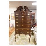 1174	HARDEN QUEEN ANNE STYLE CHERRY HIGHBOY WITH SHELL CARVED DRAWER. 37 IN X 19 IN X 81 IN HIGH