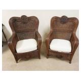1181	PAIR OF BRAXTON COLLIER WICKER ARM CHAIRS, WICKER REPAIR ON BACK