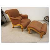 1182	UPHOLSTERED EHTAN ALLEN CURVED CHAIR AND STOOL