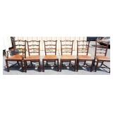 1189	SET OF 6 CHIPENDALE STYLE CHAIRS WITH LEATHER SEATS, LEATHER STAINDED, 1 ARM. POSSIBLY KITTENGE