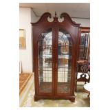 1202	OUTSTANDING JASPER CRYSTAL CABINET WITH BROKEN PEDIMENT TOP