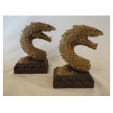 1047	PAIR OF HARRY POTTER BASILISK SNAKE BOOKENDS. 7 1/4 IN H APP. 5 IN W 