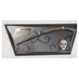 1094	HARRY POTTER THE NOBLE COLLECTION BELLATRIX LESTRANGE DEATH EATER WAND & MASK ON PLAQUE. 17 3/4
