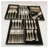 1001	102 PIECE INTERNATIONAL STERLING SILVER FLATWARE SET COMPLETE SERVICE FOR 12 & SERVING PIECES, 