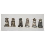 1010	6 SMALL STERLING SILVER SALT & PEPPER SHAKERS, 1 1/4 IN HIGH, 2.15 TOZ