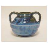 1025	FULPER MOTTLED BLUE W/BROWN VASE, 4 3/4 IN HIGH