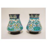 1027	PAIR OF J VIEILLARD FRENCH POTTERY VASES, NUMBERED D.481, 5 1/2 IN HIGH