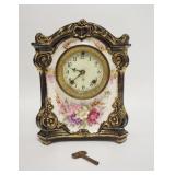 1031	ROYAL BONN CHINA CASE CLOCK, COBALT BLUE W/GOLD, HAS PENDULM & KEY, 10 1/2 IN HIGH