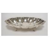 1035	STERLING SILVER OVAL BOWL, MELLON RIBBED W/UNUSUAL RING FEET, MARKED LM 925, 10 1/2 IN WIDE, 10