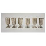 1041	6 STERLING SILVER CORDIALS, ONE HAS A DENT, 2 1/2 IN HIGH, 2.375 TOZ