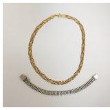 1046	STERLING SILVER NECKLACE & BRACELET, NECKLACE IS 17 1/2 IN, 1.295 TOTAL TOZ