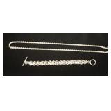 1049	STERLING SILVER NECKLACE & BRACELET, NECKLACE IS 21 IN, 1.04 TOZ
