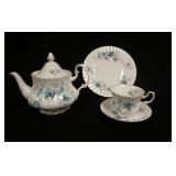 1068	ROYAL ALBERT *INSPIRATION* TEAPOT & TRIO, TEAPOT IS 6 3/4 IN HIGH