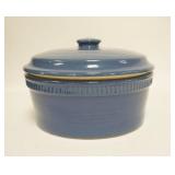 1088	BLUE GLAZED COVERED CASSEROLE, 6 IN HIGH X 9 3/4 IN DIAMETER