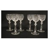 1101	SET OF 6 FINE CUT GLASS WINES, STEMS & FEET ARE CUT, 5 3/ IN HIGH
