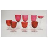 1103	8 CRANBERRY & CRYSTAL STEMS, TALLEST IS 5 IN