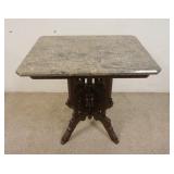 1117	WALNUT VICTORIAN MARBLE TOP TABLE, 30 IN X 22 IN X 28 IN HIGH