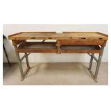 1123	NARROW INDUSTRIAL STYLE WORK BENCH, 62 IN X 17 IN X 35 IN HIGH