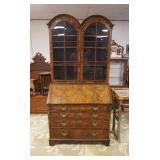 1126	ANTIQUE CONTINENTAL 2 PART SECRETARY W/INDIVIDUAL GLASS PANE DOORS, SOME DAMGE TO DESK LID EDGE