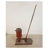 1133	LUDENS VACUUM CLEANER, PAINT DECORATED W/GLASS BALL TOP & WOODEN HANDLE